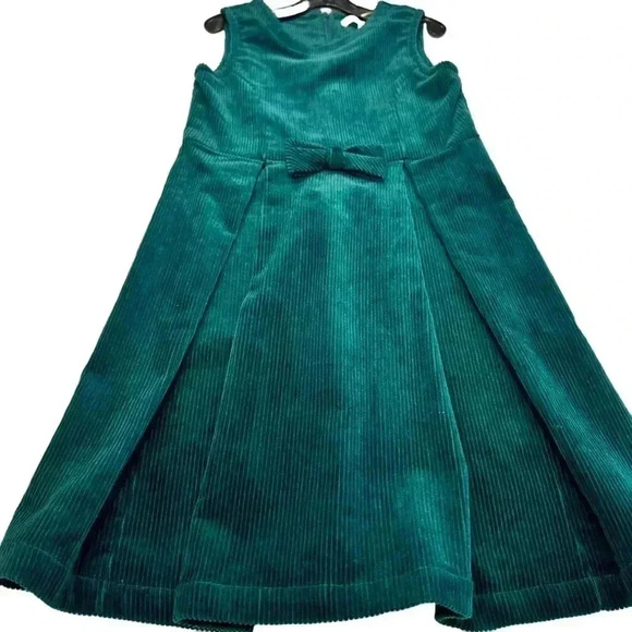 Hope & Henry Girls Corduroy Dress With Bow Green Size 7 - Picture 1 of 9